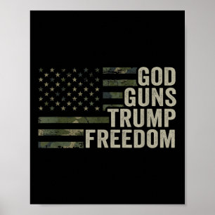 Póster Dios dispara a Trump por la libertad - Divertido c