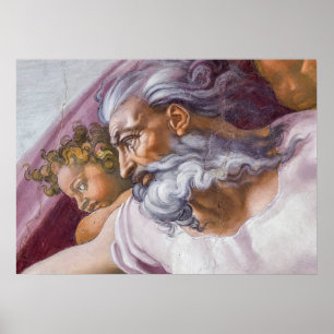 Póster Dios el Padre, Capilla Sixtina de Miguel Ángel