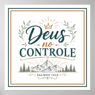 Póster Dios en Control Frase Espiritual Cristiana