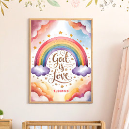 Póster Dios es amor a los niños de la guardería cristiana