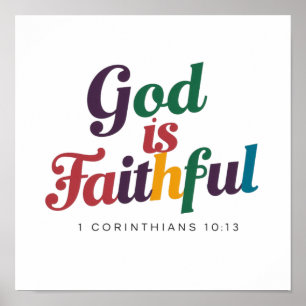 Póster Dios es Fiel 1 Corintios 10:13 Versículo Bíblico