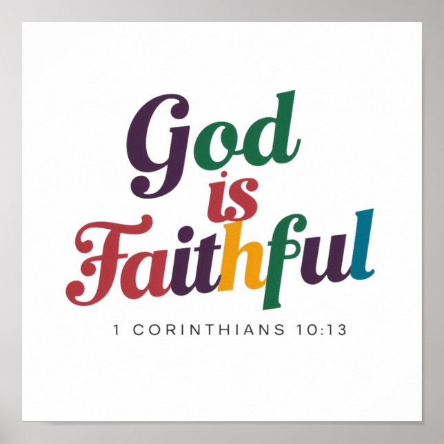 Póster Dios es Fiel 1 Corintios 10:13 Versículo Bíblico (Frente)