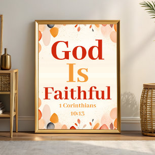 Póster Dios es fiel Boho Christian Wall Art print