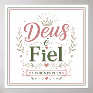 Póster Dios es Fiel Cita Bíblica Frase Cristiana