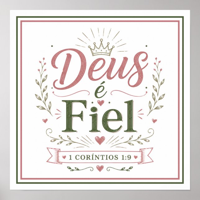 Póster Dios es Fiel Cita Bíblica Frase Cristiana (Frente)