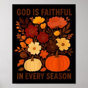 Póster Dios Es Fiel En Cada Estación, Floral Otoño