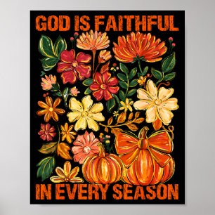 Póster Dios Es Fiel En Cada Estación Floral Otoño Cristo