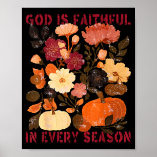 Póster Dios Es Fiel En Cada Estación Floral Otoño Cristo