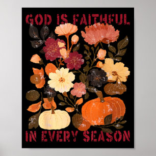 Póster Dios Es Fiel En Cada Estación Floral Otoño Cristo