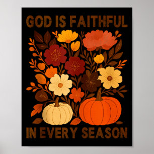Póster Dios Es Fiel En Cada Temporada, Floral Otoño