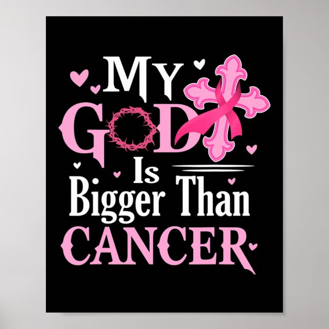 Póster Dios es más grande que el cáncer de mama Concienci (Frente)