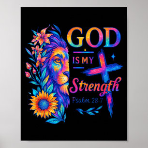 Póster Dios Es Mi Fuerza Salmo 28_7 Camiseta De León