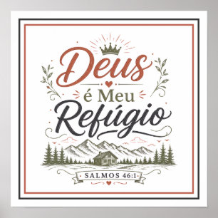 Póster Dios es Mi Refugio Frase Motivacional Cristiana