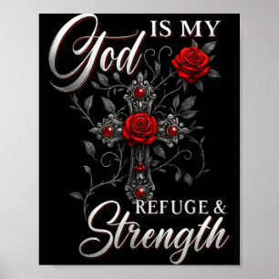 Póster Dios Es Mi Refugio Y Fuerza Rosa Cruz Fe