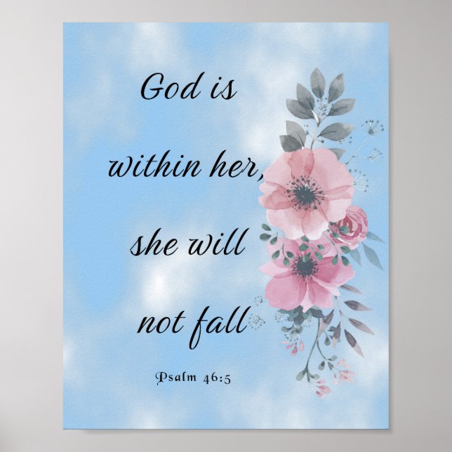 Póster Dios está dentro de ella, Biblia Verse, Salmo 46 5 (Frente)