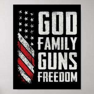Póster Dios Familia Armas Libertad - Bandera Usa Cristian