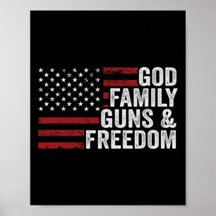 Póster Dios Familia Armas Y Libertad - Cristiano Pro Arma