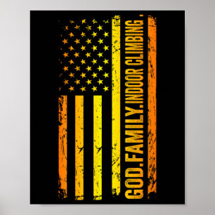 Póster Dios Familia Escalada en Interior Bandera American