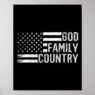 Póster Dios Familia País - Bandera cristiana patriótica d