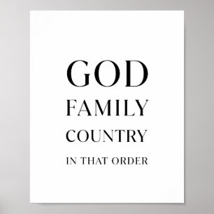 Póster Dios, Familia, País, En ese orden