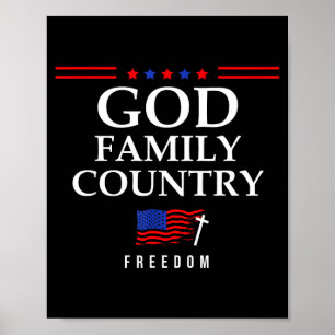Póster Dios Familia País Nuestra Bandera Cristiana Decir 