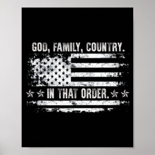 Póster Dios Familia País Patriótico Fe Orgullo Usa Para S