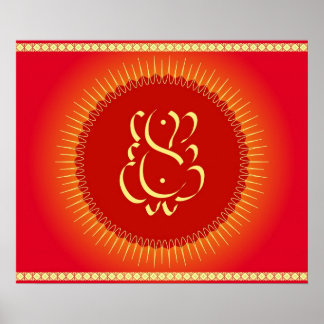 Póster Dios Ganesha con rayos solares