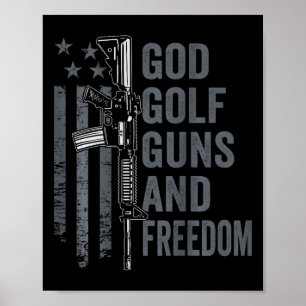 Póster Dios Golf Armas Y Libertad - Divertido Golfista Pr