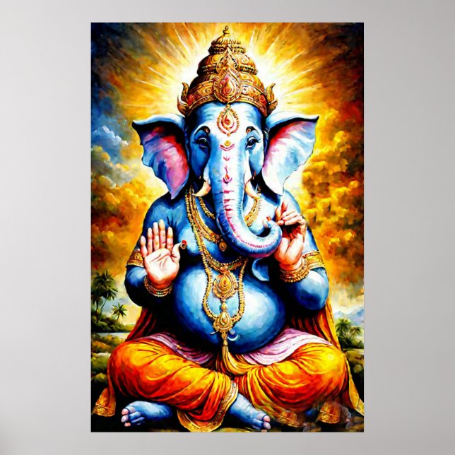 Póster Dios Hindú de prosperidad y felicidad, Lord Ganesh (Frente)