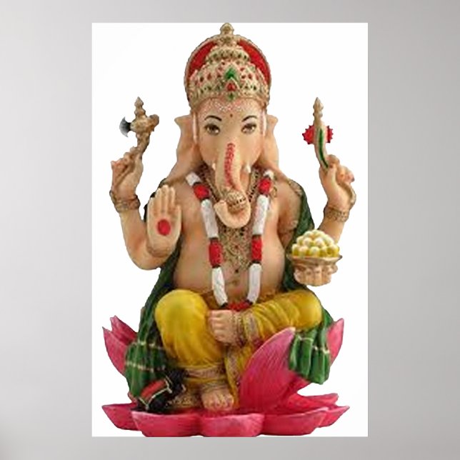 Póster Dios hindú Ganesh Dios prosperidad respeto devoció (Frente)