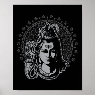 Póster Dios hindú Lord Shiva Mahadeva Tridente Hinduismo