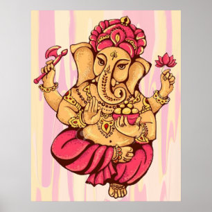 Póster Dios hindú Señor Ganesh Ganesha La Felicidad Rige 