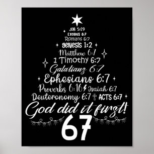 Póster Dios lo hizo primero 67 Biblia cristiana 6 7 Meme