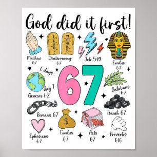 Póster Dios lo hizo primero 67 Seis Siete Meme Jesucristo
