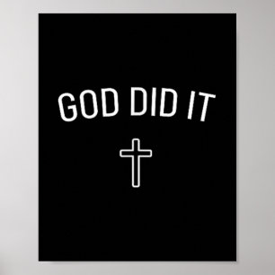 Póster Dios lo hizo - Simple Cruz Religiosa Cristiana Min