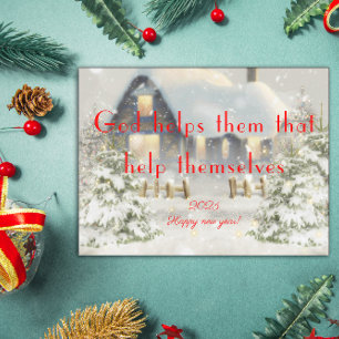 Póster Dios los ayuda a ser feliz poster de año nuevo