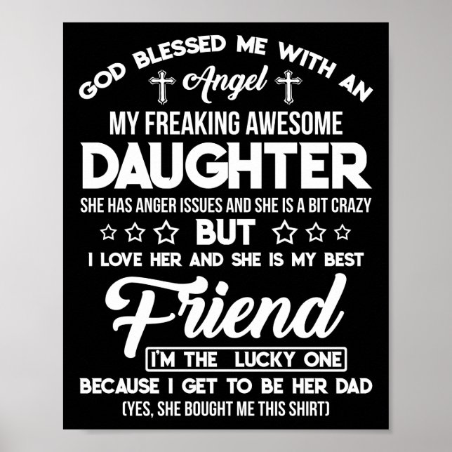 Póster Dios Me Bendijo Con Una Hija Angélica (Frente)
