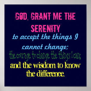 Póster Dios, me concede la serenidad, para aceptar la