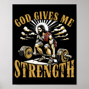 Póster Dios Me Da Fuerza Motivación Cristiana Para Entren