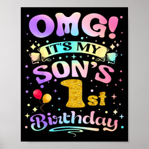 Póster Dios mío es el primer cumpleaños de mi hijo Feliz