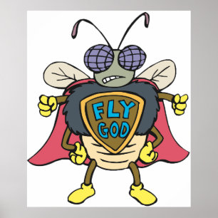 Póster Dios Mosca Superhéroe Vuela Personaje Insecto