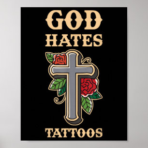 Póster Dios odia los tatuajes