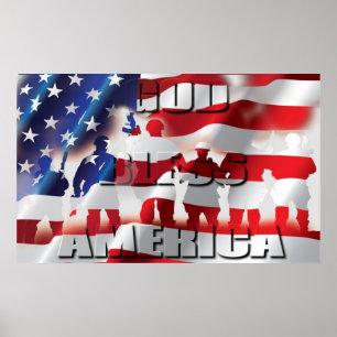 Póster Dios Patriótico bendice a Estados Unidos y a los s
