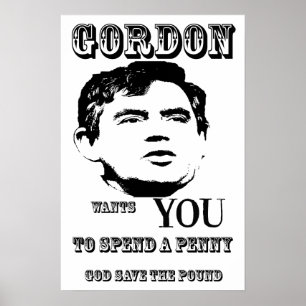 Póster Dios salve la Poster de la libra Gordon Brown