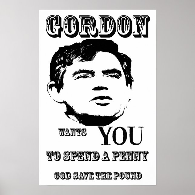 Póster Dios salve la Poster de la libra Gordon Brown (Frente)