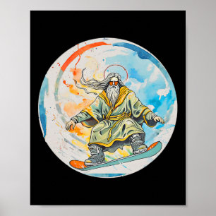 Póster Dios Snowboard Con La Oración De Jesucristo Señor