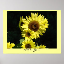 Póster Dios te bendiga estampados Amarillo Girasoles Jard