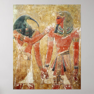 Póster Dios Thoth con Seti I en la tumba de Seti