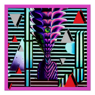 Póster Dios Tiki extraño en la fiesta de diseño de Memphi