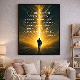 Póster Dios va antes de ti Deuteronomio 31:8 Cristiano